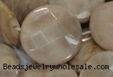 CMS48 15.5 inches 30mm faceted coin moonstone gemstone beads