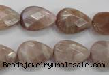 CMS54 15.5 inches 13*18mm faceted flat teardrop moonstone beads