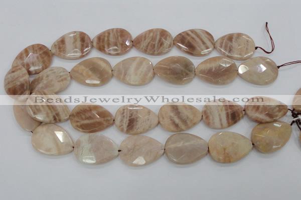 CMS56 15.5 inches 22*30mm faceted flat teardrop moonstone beads