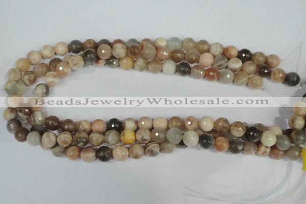 CMS572 15.5 inches 10mm faceted round moonstone beads wholesale