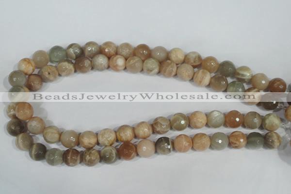 CMS573 15.5 inches 12mm faceted round moonstone beads wholesale