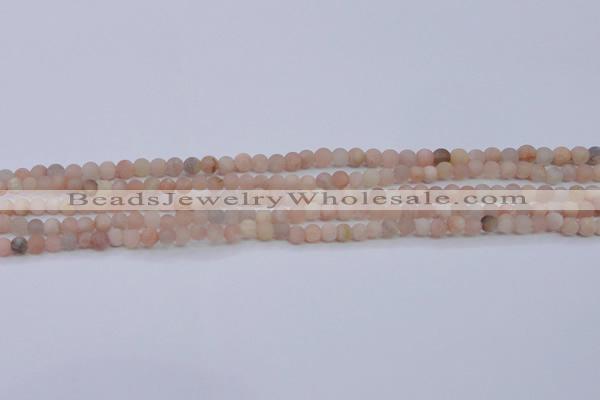 CMS600 15.5 inches 4mm round matte natural moonstone beads