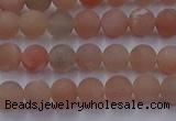 CMS610 15.5 inches 4mm round matte moonstone beads wholesale