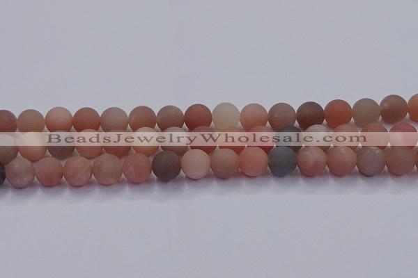 CMS614 15.5 inches 12mm round matte moonstone beads wholesale