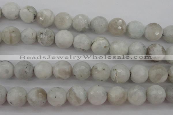 CMS805 15.5 inches 14mm faceted round white moonstone beads