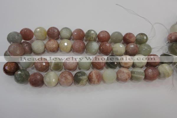 CMS874 15.5 inches 14mm faceted round moonstone gemstone beads