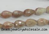 CMS88 15.5 inches 8*12mm faceted teardrop moonstone gemstone beads