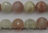 CMS882 15.5 inches 14mm faceted round moonstone gemstone beads