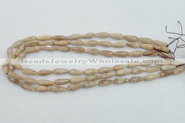 CMS90 15.5 inches 7*18mm faceted teardrop moonstone gemstone beads