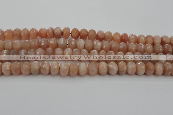 CMS951 15.5 inches 6*10mm faceted rondelle A grade moonstone beads