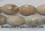 CMS96 15.5 inches 13*22mm faceted rice moonstone gemstone beads