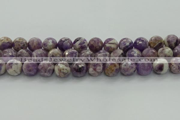 CNA1015 15.5 inches 14mm faceted round dogtooth amethyst beads