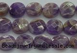 CNA1044 15.5 inches 10mm faceted coin dogtooth amethyst beads