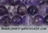 CNA1072 15.5 inches 8mm faceted round dogtooth amethyst beads