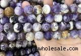 CNA1091 15.5 inches 14mm faceted round dogtooth amethyst beads