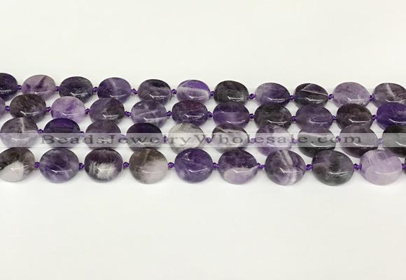 CNA1120 15.5 inches 14mm flat round dogtooth amethyst beads