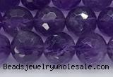 CNA1172 15.5 inches 8mm faceted round natural amethyst beads