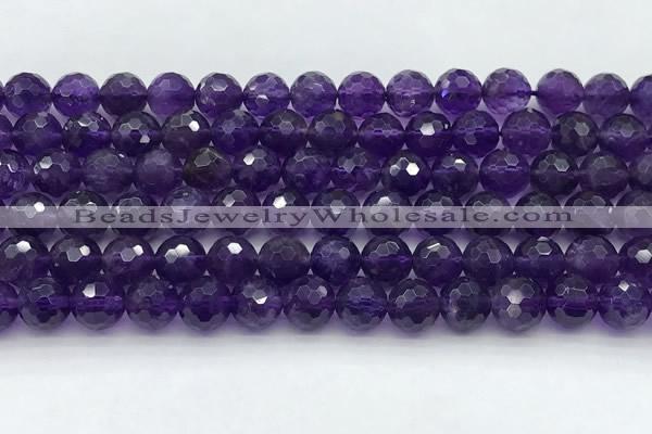 CNA1176 15.5 inches 8mm faceted round natural amethyst beads