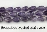 CNA1181 15.5 inches 15*20mm faceted teardrop amethyst beads