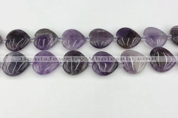 CNA1190 15.5 inches 20*20mm heart amethyst beads wholesale