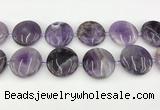 CNA1196 15.5 inches 40mm flat round amethyst beads wholesale