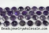 CNA1200 15.5 inches 16mm faceted coin amethyst beads wholesale