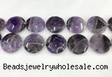 CNA1212 15.5 inches 40mm faceted coin amethyst gemstone beads