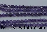 CNA250 15.5 inches 4mm faceted round natural amethyst beads