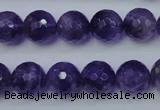 CNA254 15.5 inches 12mm faceted round natural amethyst beads