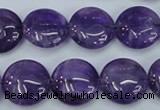 CNA270 15.5 inches 16mm flat round natural amethyst beads wholesale