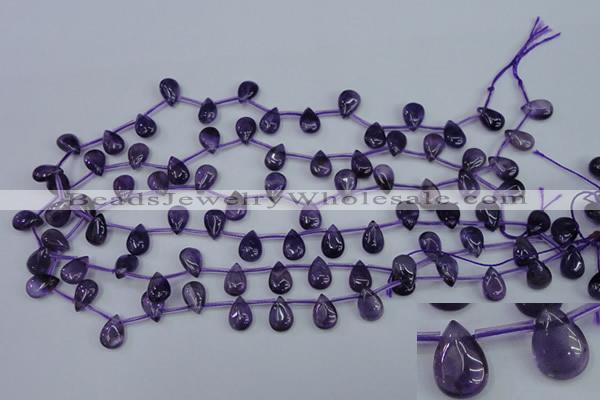 CNA288 Top-drilled 8*12mm flat teardrop natural amethyst beads