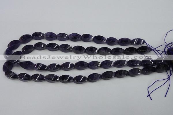 CNA291 15.5 inches 8*16mm twisted rice natural amethyst beads