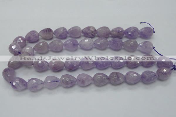 CNA319 15.5 inches 15*20mm faceted teardrop natural lavender amethyst beads