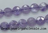 CNA321 15.5 inches 10mm faceted coin natural lavender amethyst beads