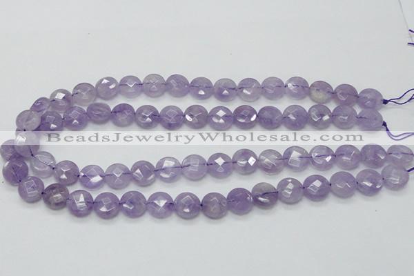 CNA322 15.5 inches 12mm faceted coin natural lavender amethyst beads