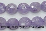 CNA323 15.5 inches 14mm faceted coin natural lavender amethyst beads