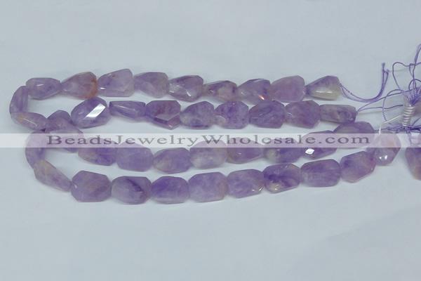 CNA462 15*20mm faceted & twisted rectangle natural lavender amethyst beads