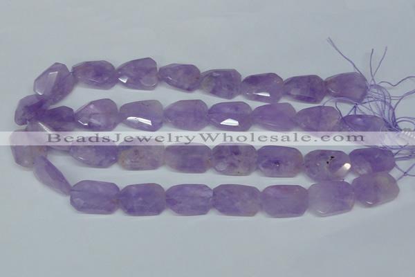 CNA463 18*25mm faceted & twisted rectangle natural lavender amethyst beads