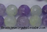 CNA665 15 inches 14mm faceted round lavender amethyst & prehnite beads