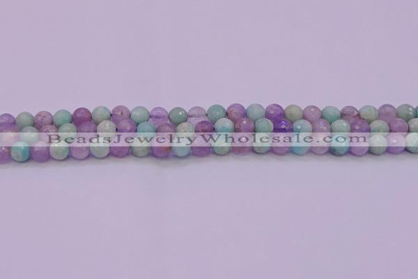 CNA681 15.5 inches 6mm faceted round lavender amethyst & amazonite beads