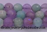 CNA682 15.5 inches 8mm faceted round lavender amethyst & amazonite beads