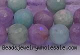 CNA684 15.5 inches 12mm faceted round lavender amethyst & amazonite beads