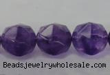 CNA71 15.5 inches 12mm faceted round natural amethyst beads