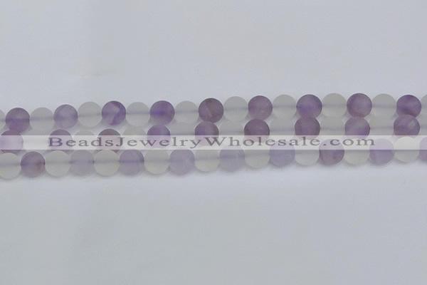 CNA737 15.5 inches 8mm round matte amethyst & white crystal beads