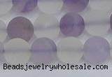 CNA738 15.5 inches 10mm round matte amethyst & white crystal beads