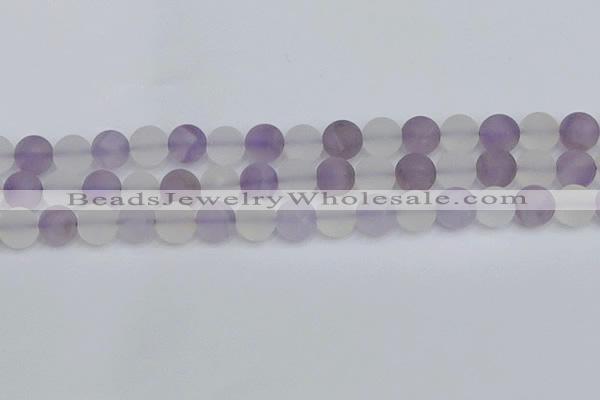 CNA739 15.5 inches 12mm round matte amethyst & white crystal beads