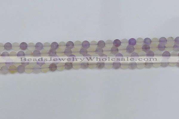 CNA741 15.5 inches 6mm round matte amethyst & citrine beads