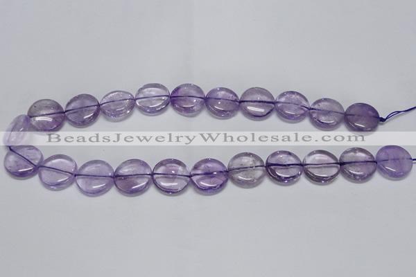 CNA821 15.5 inches 12mm flat round natural light amethyst beads