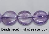 CNA822 15.5 inches 14mm flat round natural light amethyst beads