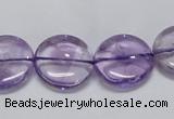 CNA823 15.5 inches 16mm flat round natural light amethyst beads